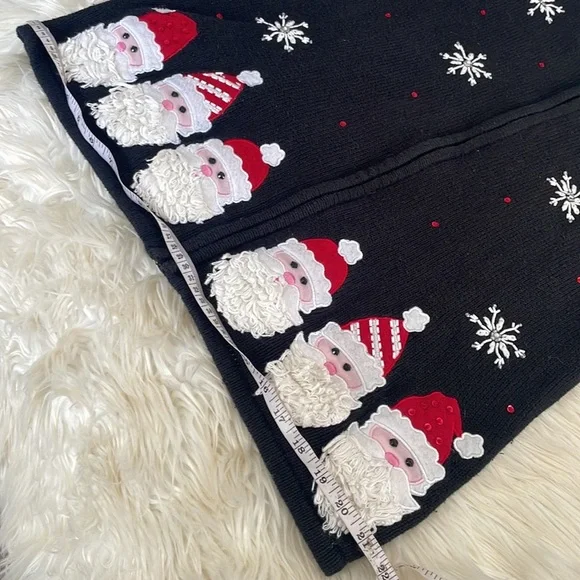 Classic elements vintage vtg beaded snowflake black Santa ugly Christmas sweater - Picture 12 of 16